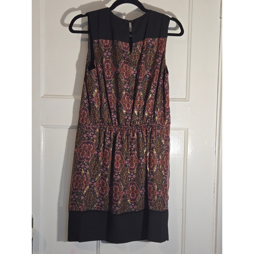 Adelyn Rae BlackGold Metallic Medallion Fringe Mini Dress XS NWT Boho Sleeveless - Picture 6 of 6